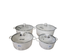 Marbled Die Cast Grey 4-Piece Cookware Set – Lightweight, Non-Stick & Cooking Friendly 20 cm-32 cm