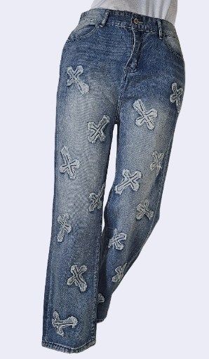 Star Elegant Cross-Design Jeans For Women