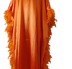 Lovely Orange Feathered Gown – A Statement of Sophistication