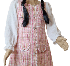 Kelly Pink & White Dress – Elegant Special Occasion Wear for Girls