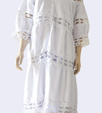 Queen White Lace-Print Design Long Gown