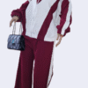 Megan Women's Tracksuit – Wine and White - Image 3
