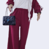 Megan Women's Tracksuit – Wine and White - Image 2