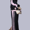 Vera Women's Premium Tracksuit – Black with Pink Stripes - Image 2