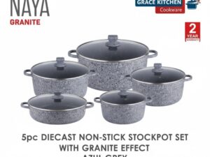 Naya Granite Diecast Stockpot Set 5pc Non-Stick Cookware